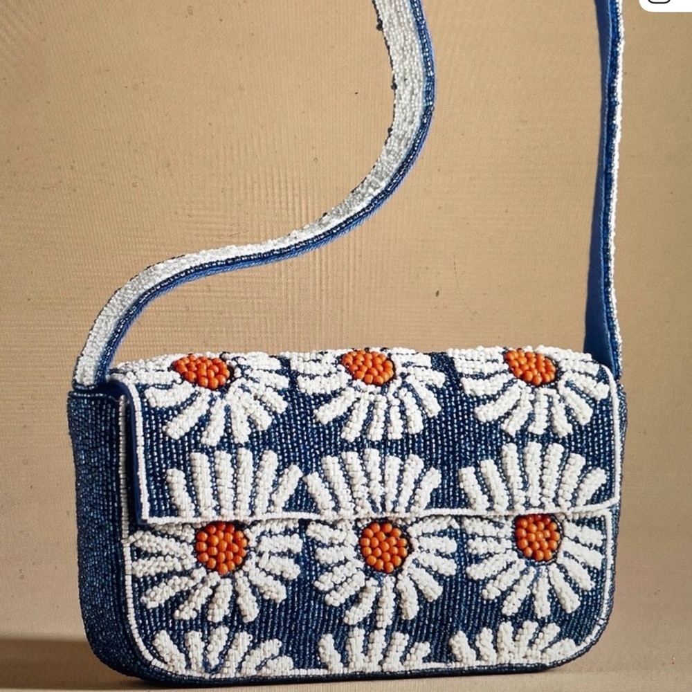 Anthropologie Maeve Fiona Beaded Bag Bloom Edition